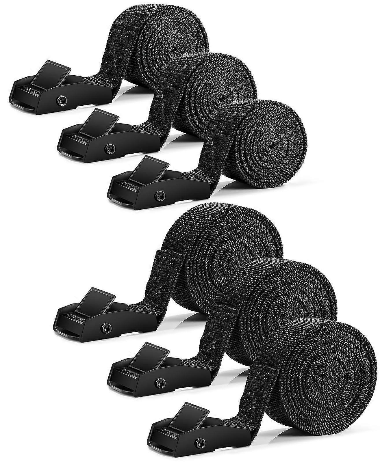 Pack of 6 Short Tie Down Straps, Adjustable with Clamping Lock, Rustproof