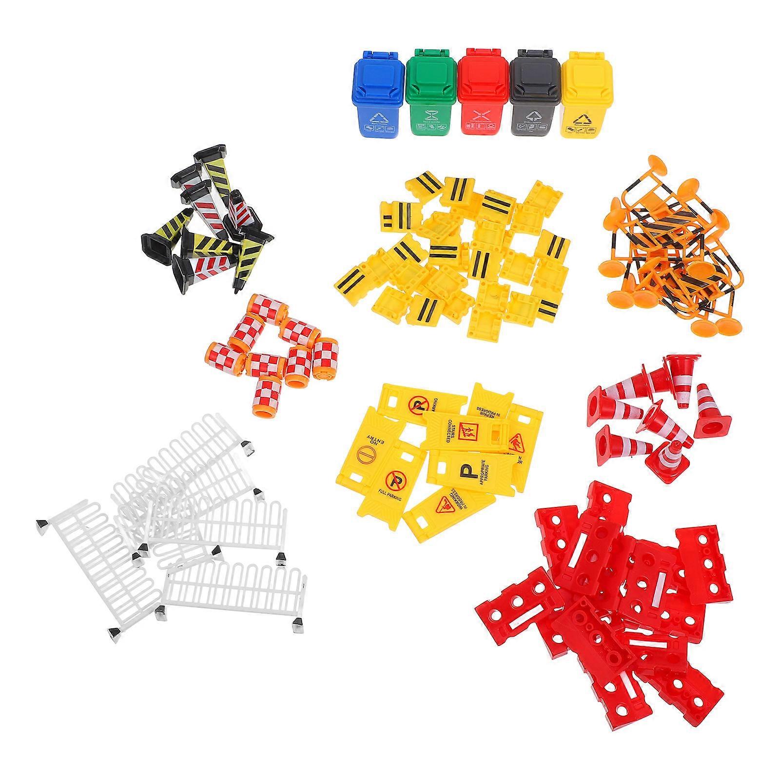 Mini Traffic Cones and Signs Playset for Learning with Safe ABS Material Assorted Color 75 Pieces