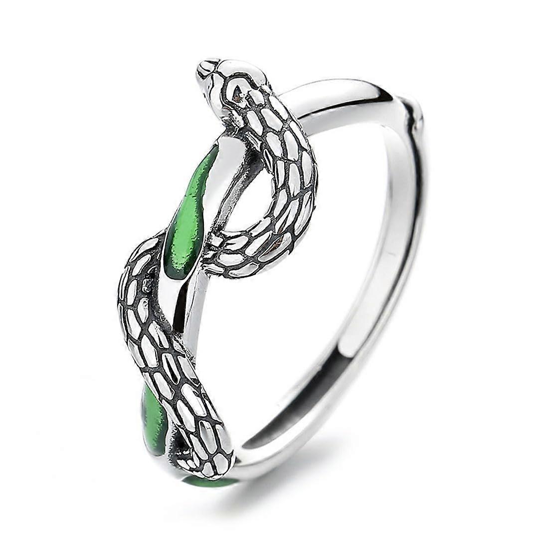 Earring 925 Silver Retro Snake Coiled Design Stud Earrings for Women Adjustable Ring