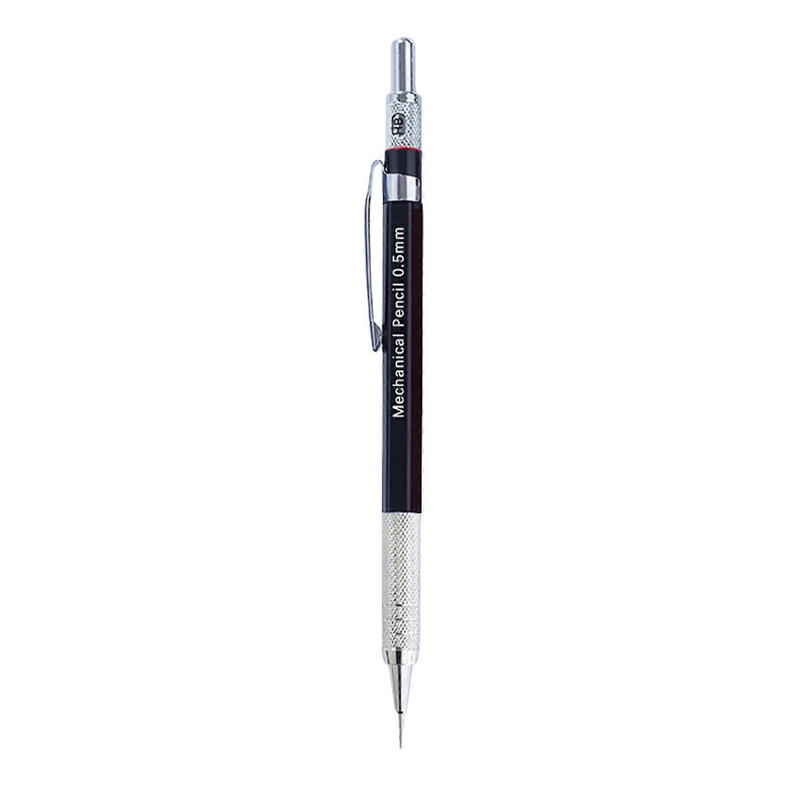0.5 mm or 0.7 mm Mechanical Pencil for Writing and Sketching, ABS Material, 2.0 mm Colored Refill Lead, Black