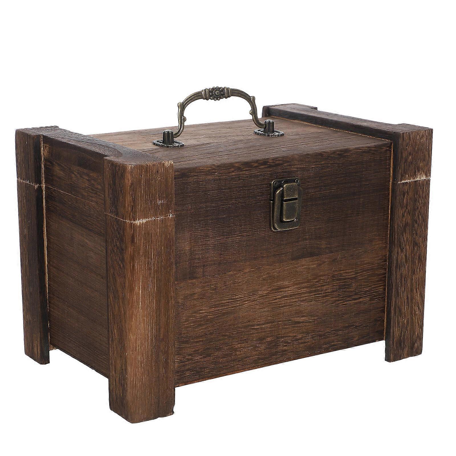 Vintage Wooden Tea Storage Chest, Practical Organizer Box with Elegant Design for Home Use