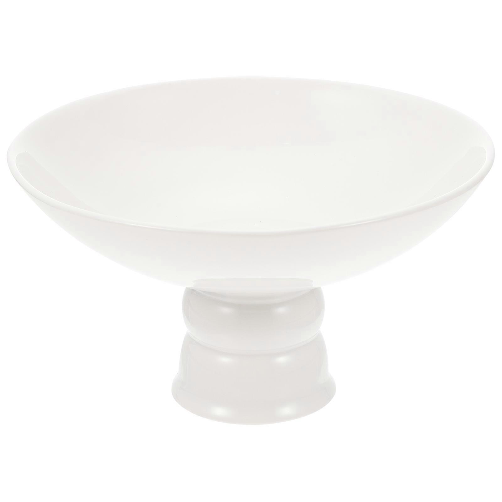 Ceramic Fruit Serving Plates White Round with Elevated Base Chinese Style Dining and Snack Serving 1Set