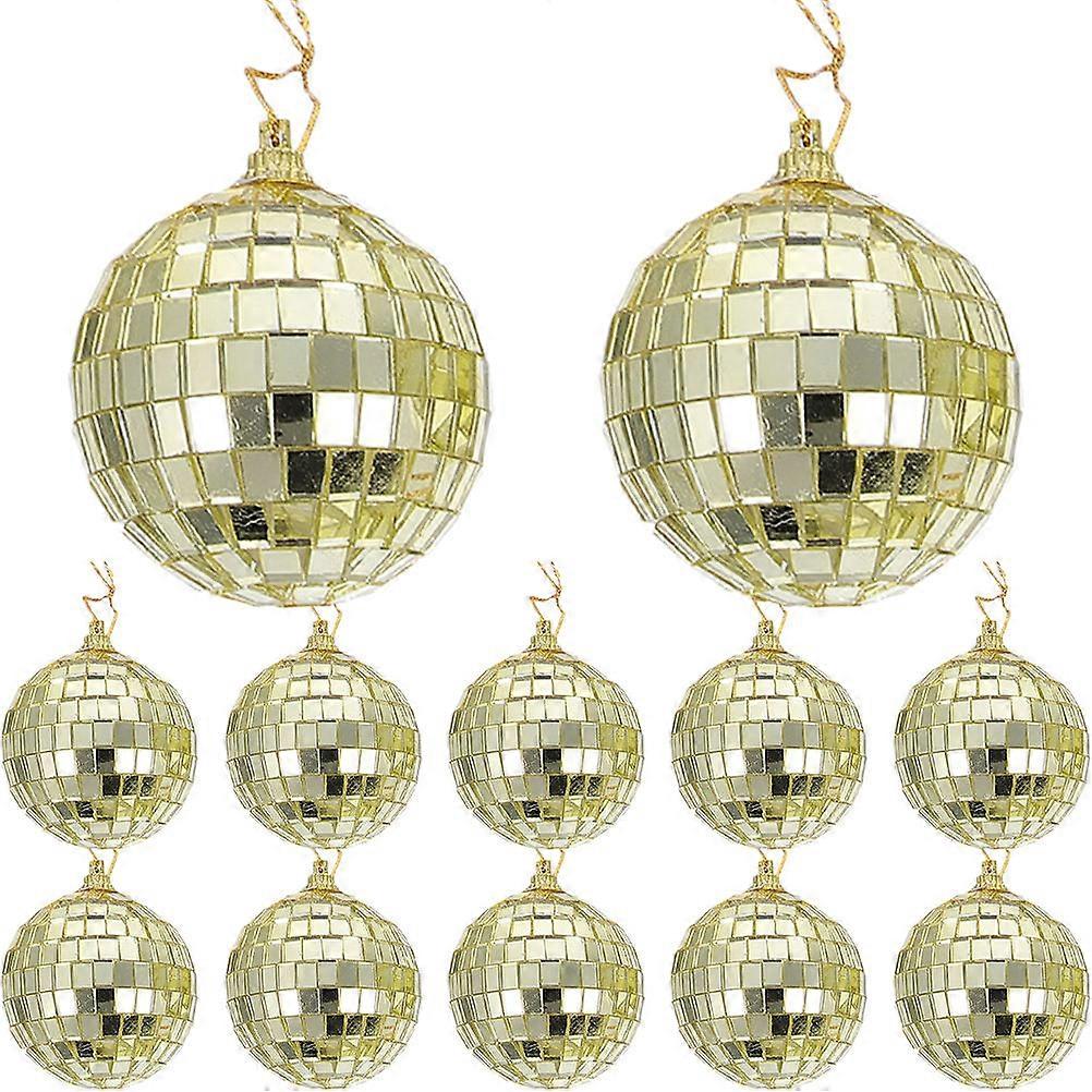 12Pcs Gold Mirror Disco Balls For Family Gatherings And Disco Themed Parties As Decorative Hanging Ornaments