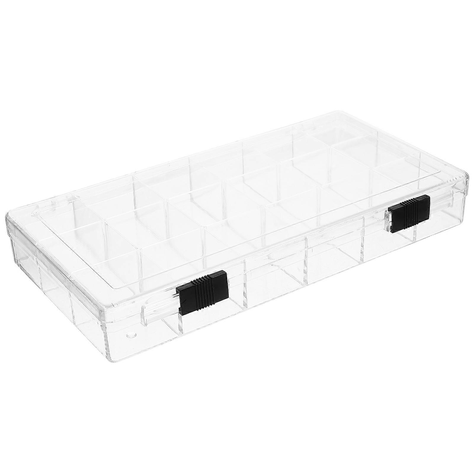 Transparent Plastic Storage Box for Small Items and Jewelry with 18 Compartments for Desktop Organization