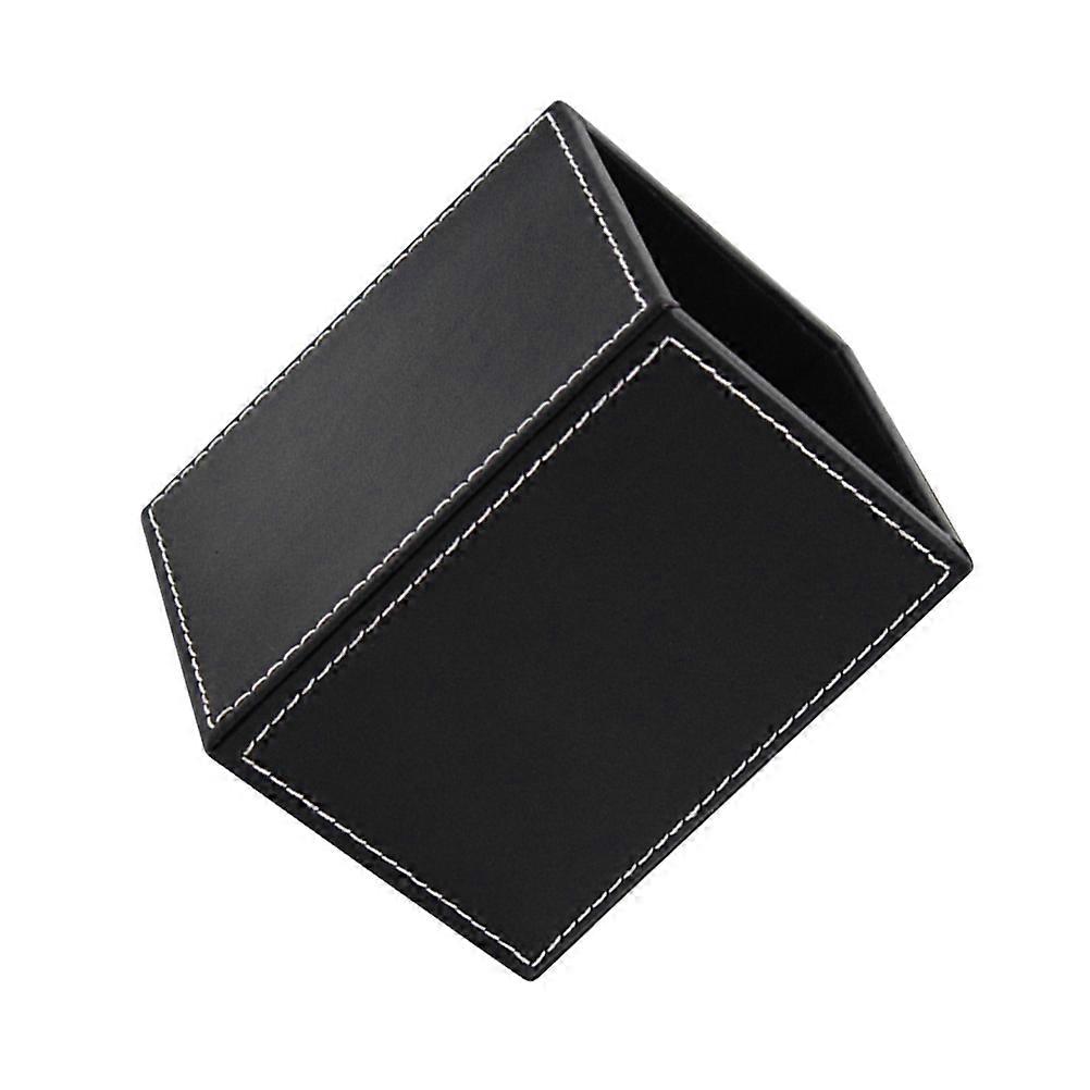 Elegant Black Desktop Pen Holder Storage Box For Office And Dorm Accessories Made Of PU In Simple Design 1Pcs