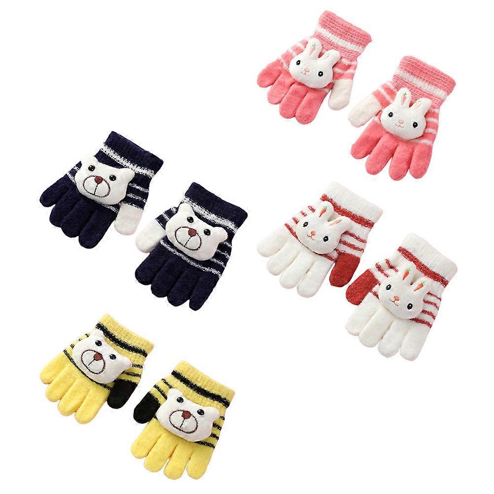 Kids Winter Knitted Gloves Ideal For Riding And Skidding During The Winter Season Warmth 4 Pairs Assorted Color