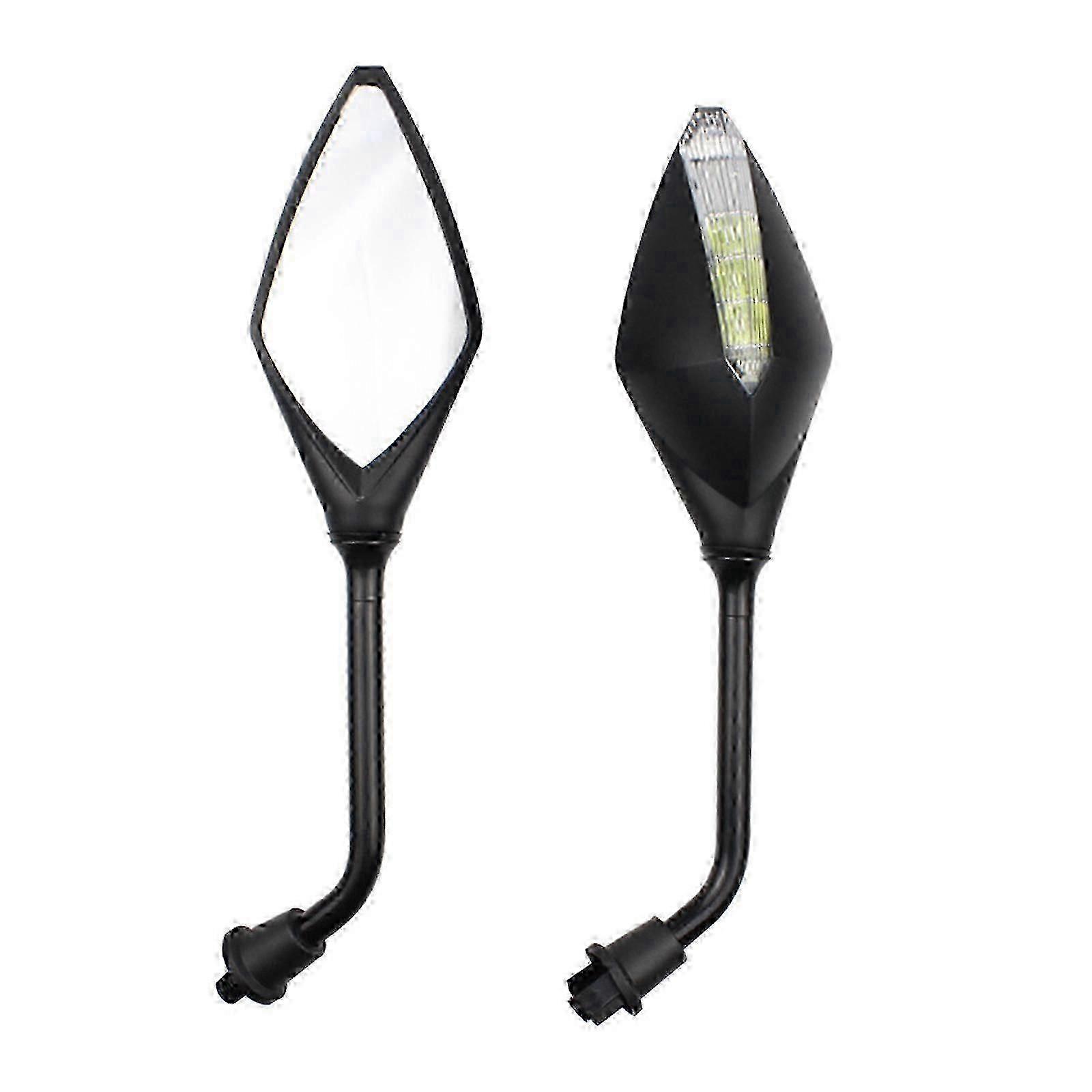 1 Pair Motorcycle LED Turn Signal Rearview Mirror Scooter Side Convex Mirror for Safety