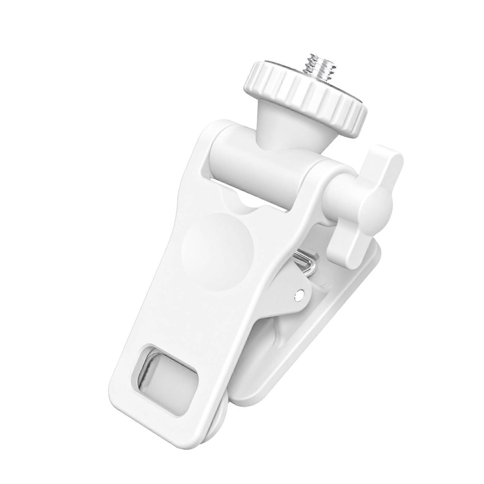 Selfie Light Clip Mount - Portable LED Lamp Adapter for Monitor Camera with Anti-Slip Design, 1/4 Inch Screw, Cold Shoe Interface, White