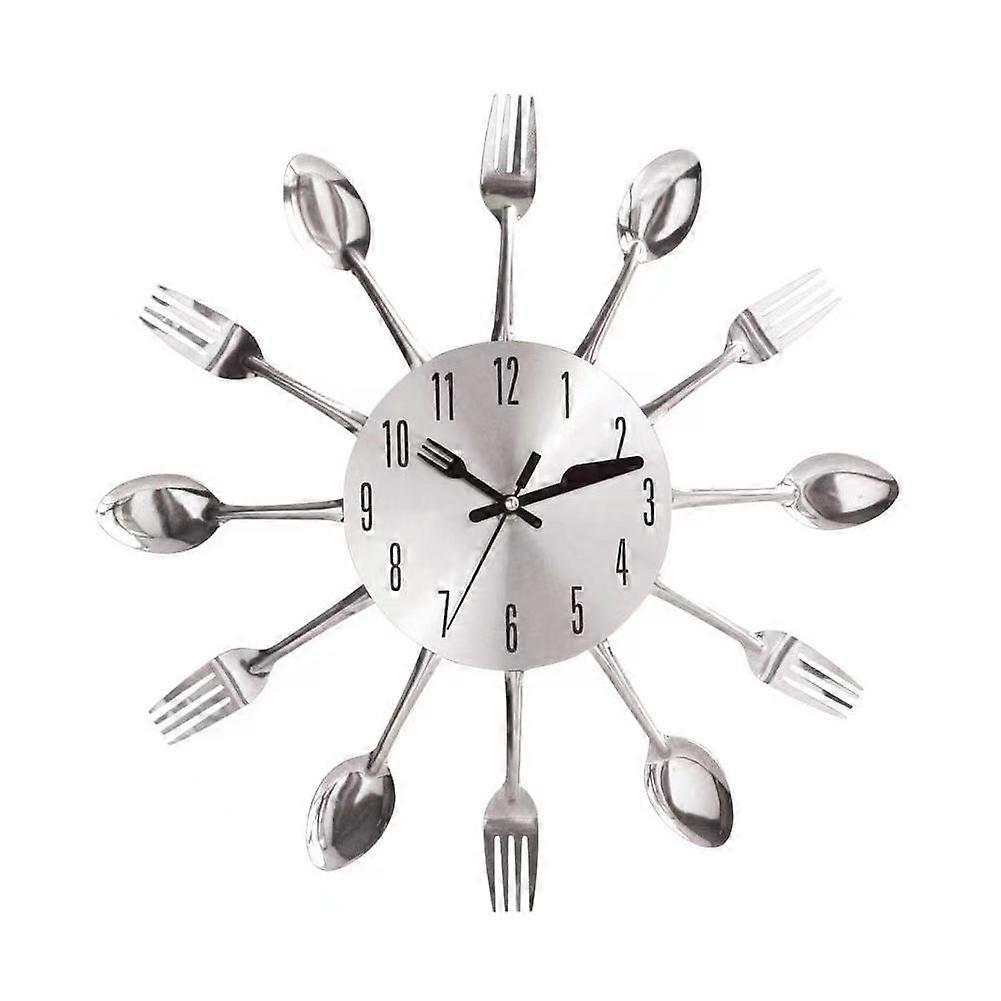 Spoon Fork Wall Clock Removable Modern Metal Clock Electronic Decorative