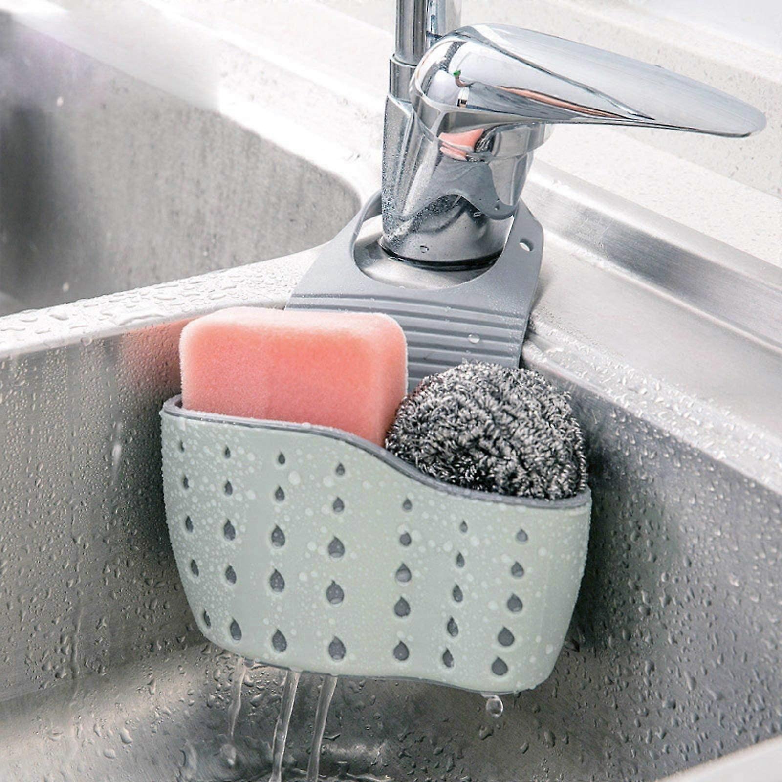 Kitchen Sink Shelf Soap Sponge Drain Rack Holder Double Decker Hanging Basket Storage Suction Cup