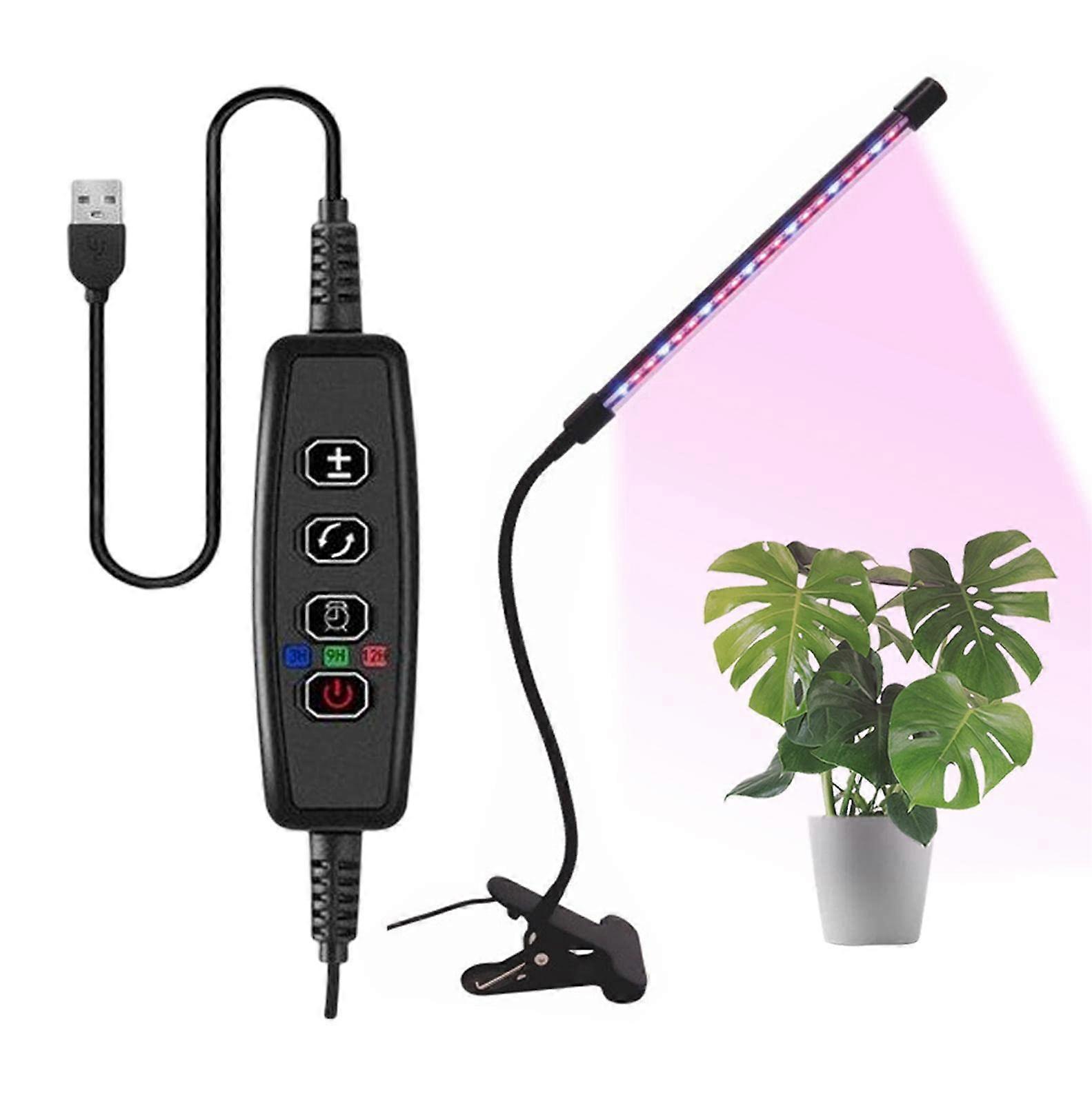 Plant Grow Light Full Spectrum Clip-On With White And Red LEDs, 9-Level Dimmable, Auto Off Timer, Indoor Plants