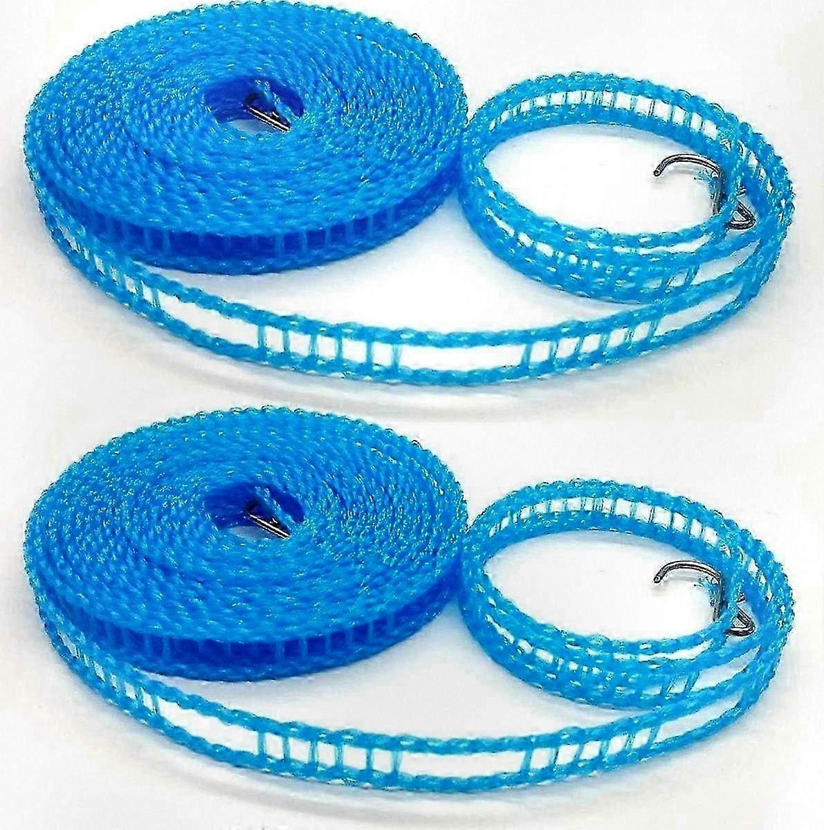 2-Pack Durable Plastic Clotheslines for Outdoor Use, Wind-Resistant, 5 Meter Length, Assorted Colors