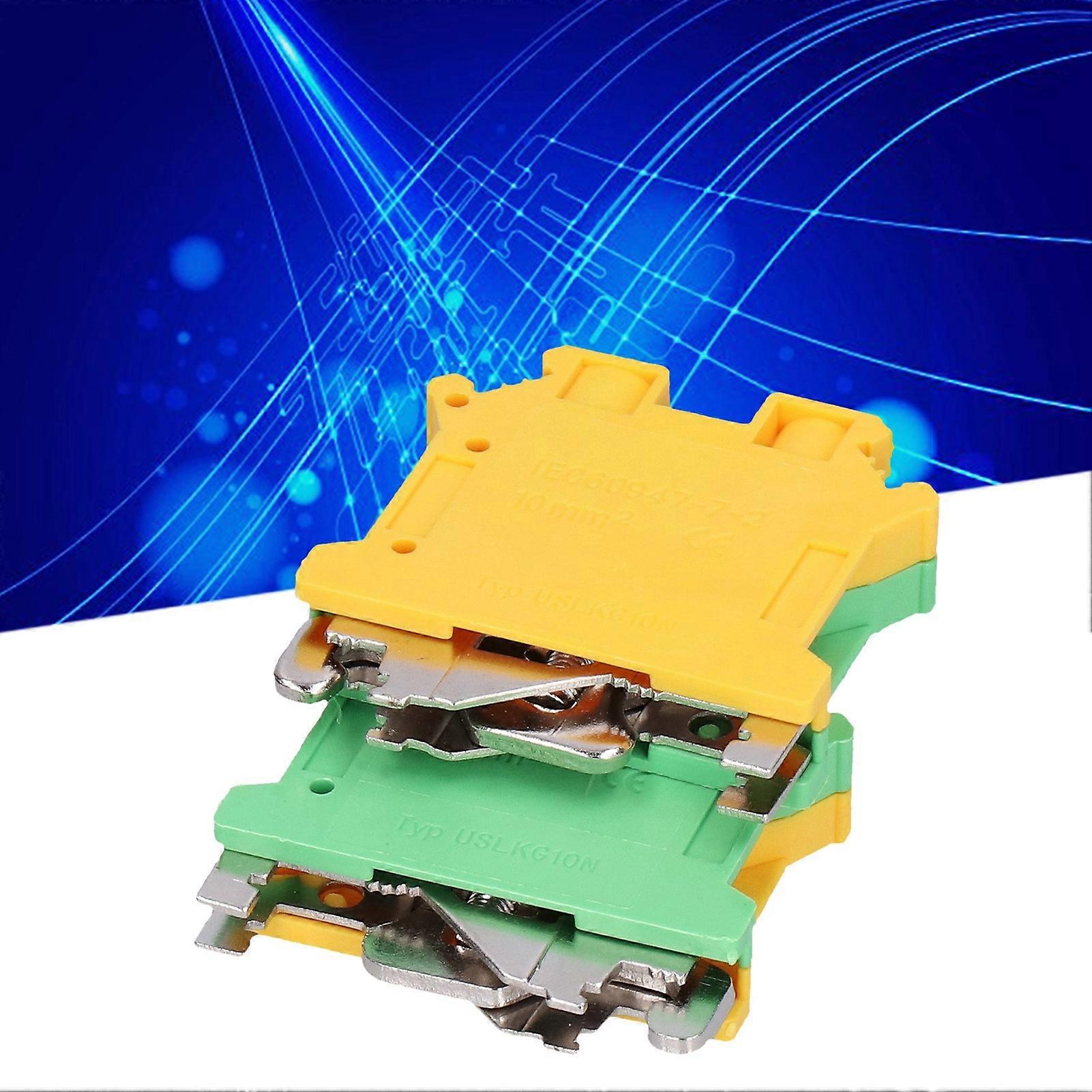 50Pcs DIN Rail Mount Terminal Flame Retardant Grounding Terminals Block 76A USLKG-10