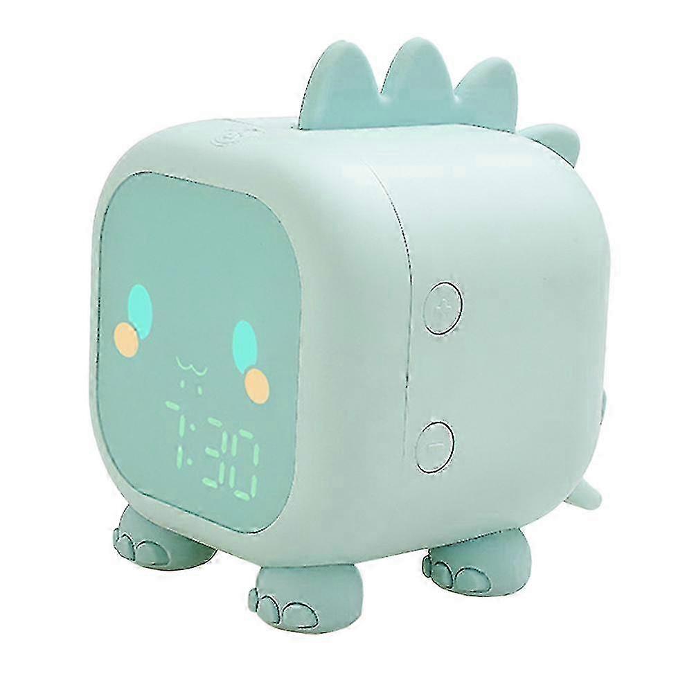 Dinosaur Shaped Travel Alarm Clock with Voice Function for Kids, Green Color, Portable & Fun