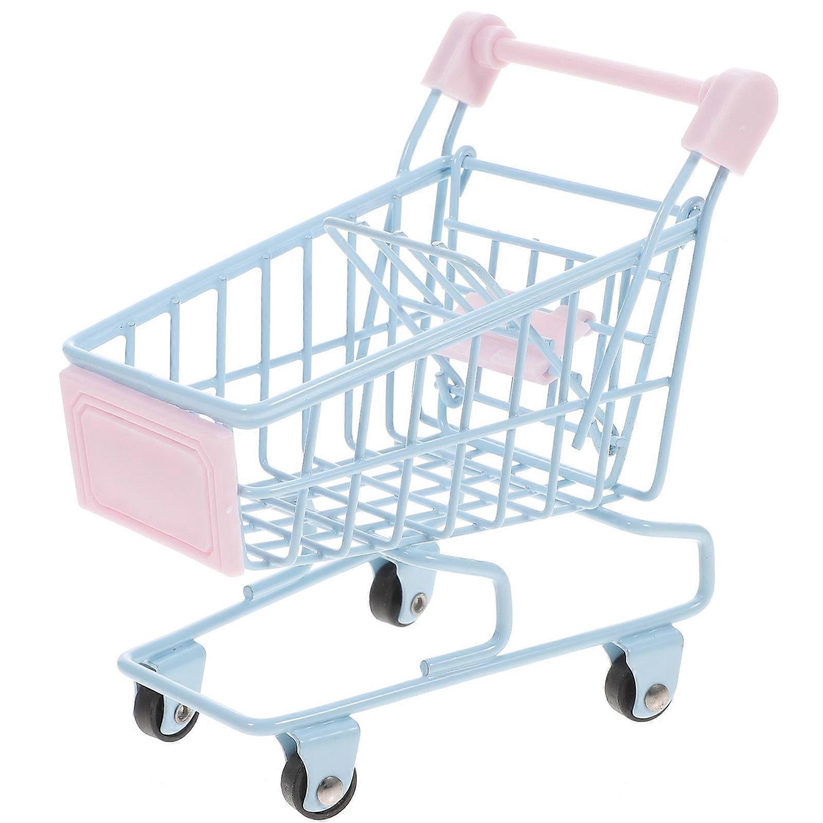 Skyblue Miniature Shopping Cart Toy for Decor Durable Iron Alloy Small Trolley 7.8x4.3x6.7 Inches