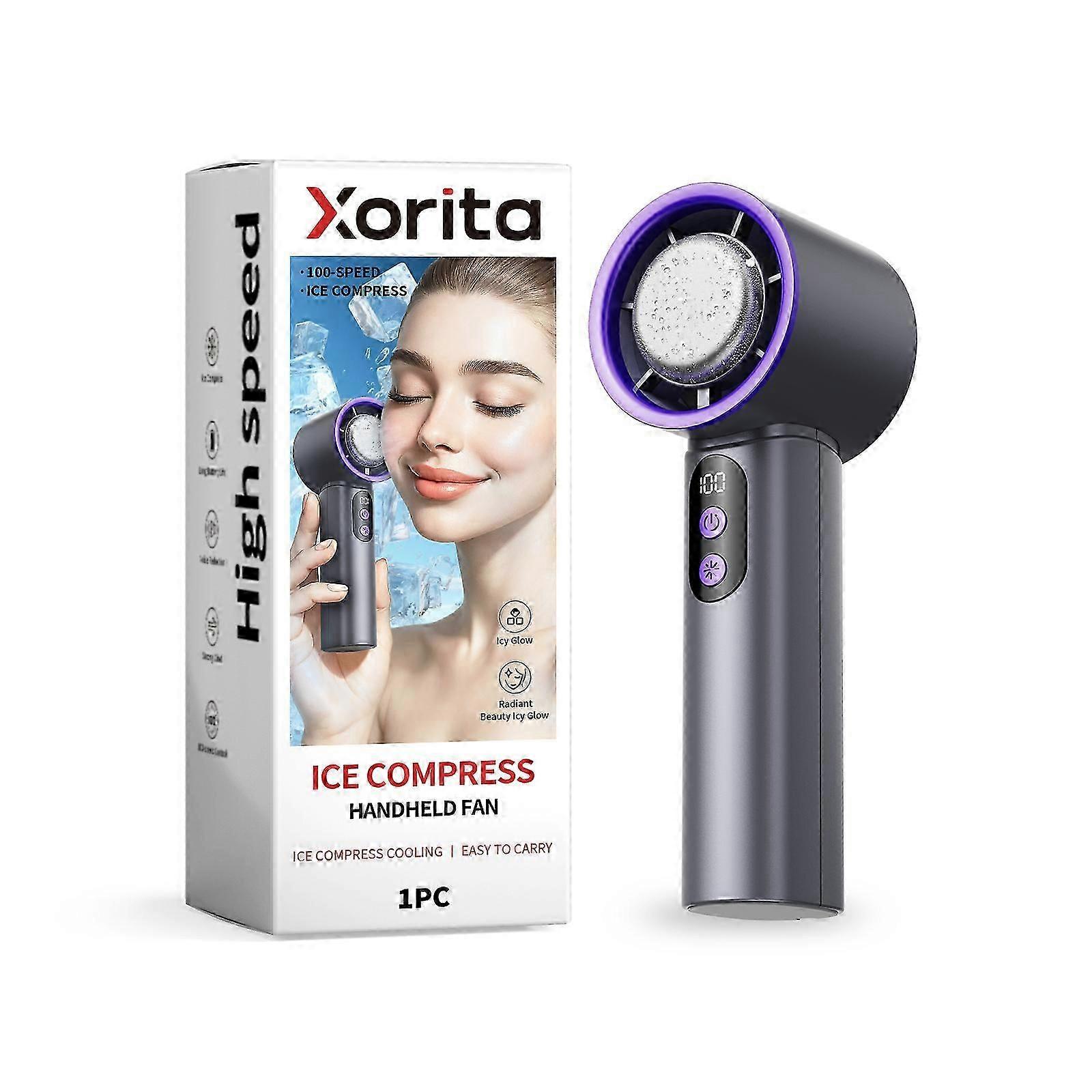 Xorita Roland Grey Ice Cream Handheld Fan Handheld Portable Small Desktop Charging Turbo Mini Fan