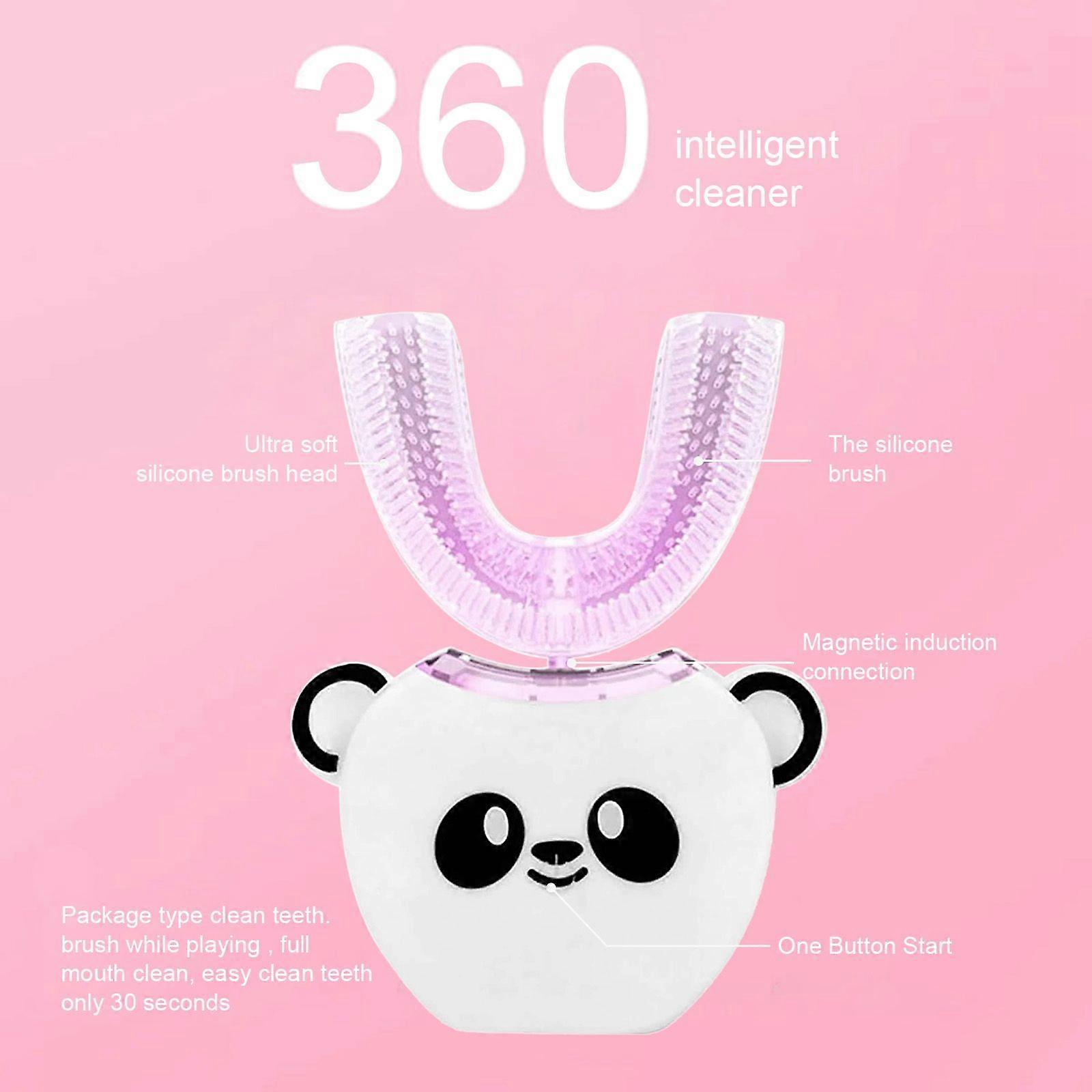Kids Electric Toothbrush U-Shape 360 Degrees Oral Cleaner with Automatic Smart Timer Cold Light Whitening for Over 7 Years Old