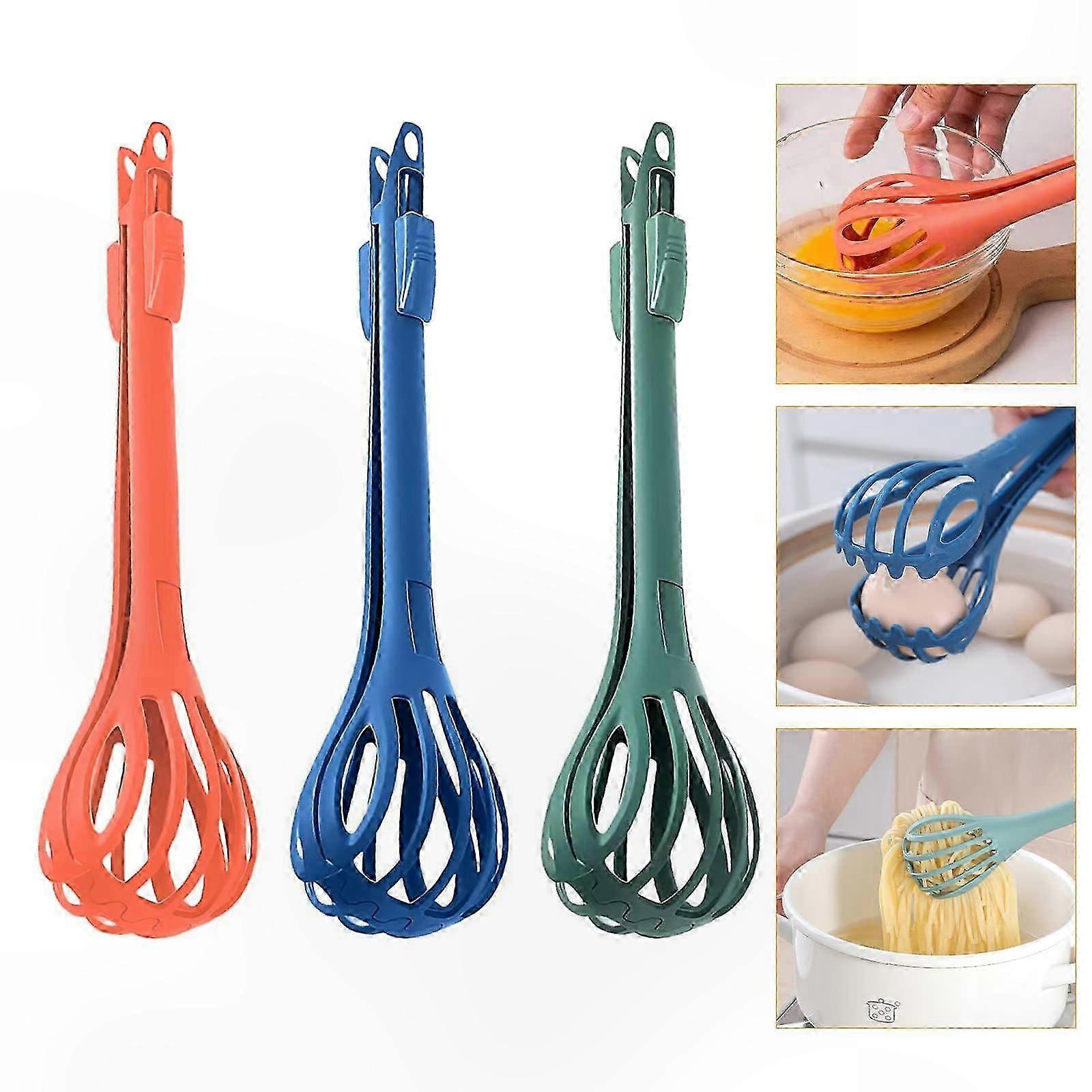 Silicone 3-in-1 Multi-Whisk Set for Mixing, Beating, Frothing, and Stirring (3 Pieces)