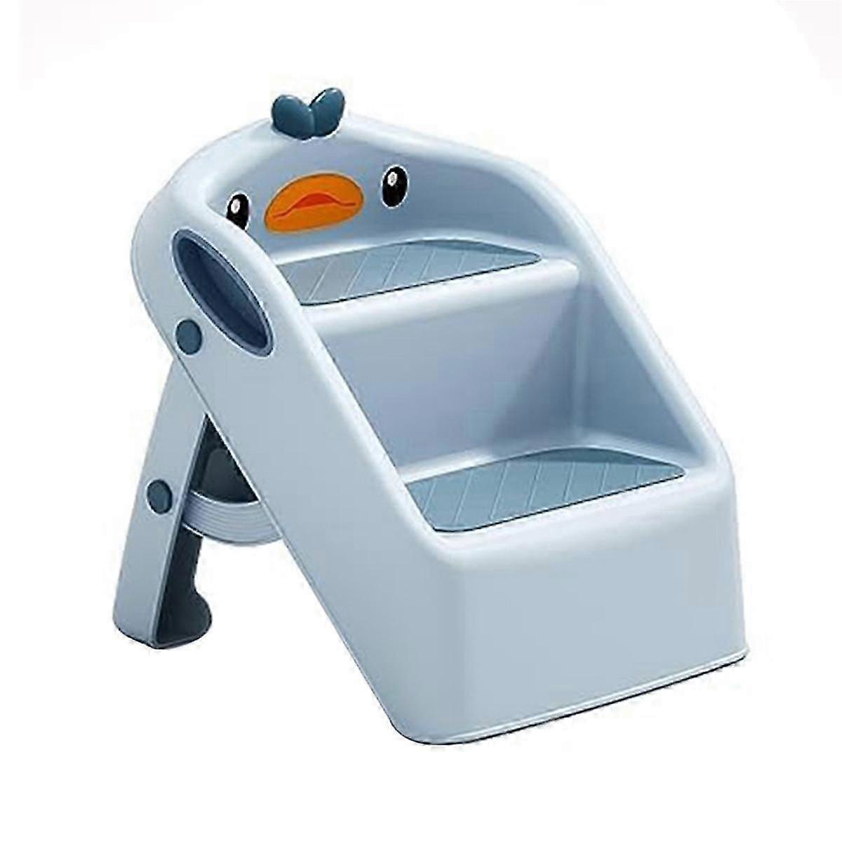Foldable Blue Plastic Step Stool for Toddler Kitchen Bathroom Potty Training