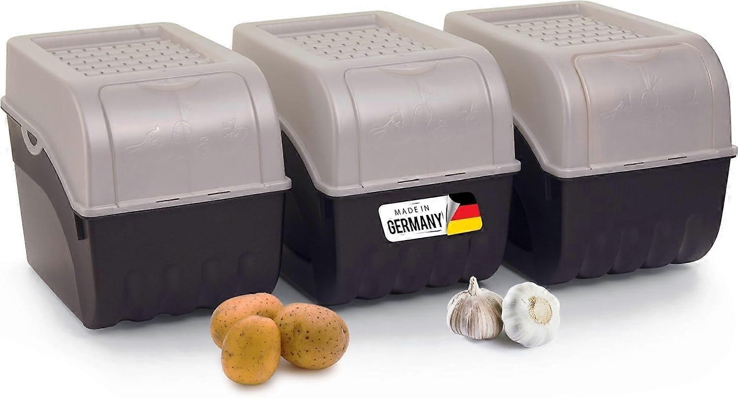 Kartoffel Aufbewahrungsbox | 3x groß 9L | PERLMUT Weiss | Kartoffelbox | Gemüsebox stapelbar Zwiebelbox Kartoffelkorb Obstbehälter Kartoffelkiste Zwie