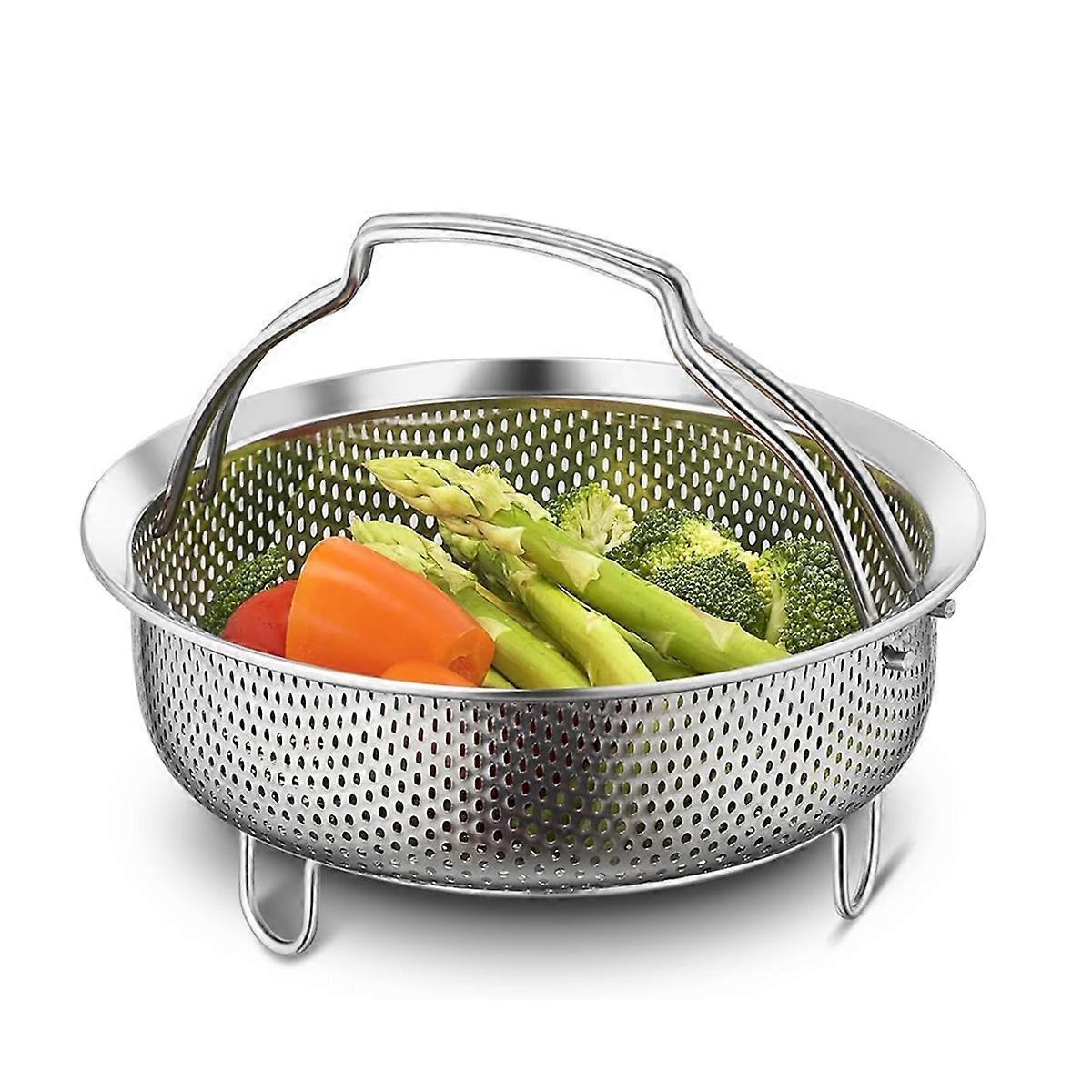 On-the-Go Instant Steamer Basket with Handles, Perforated Strainer Colander Drying Basket for Fruits & Vegetables 14cm