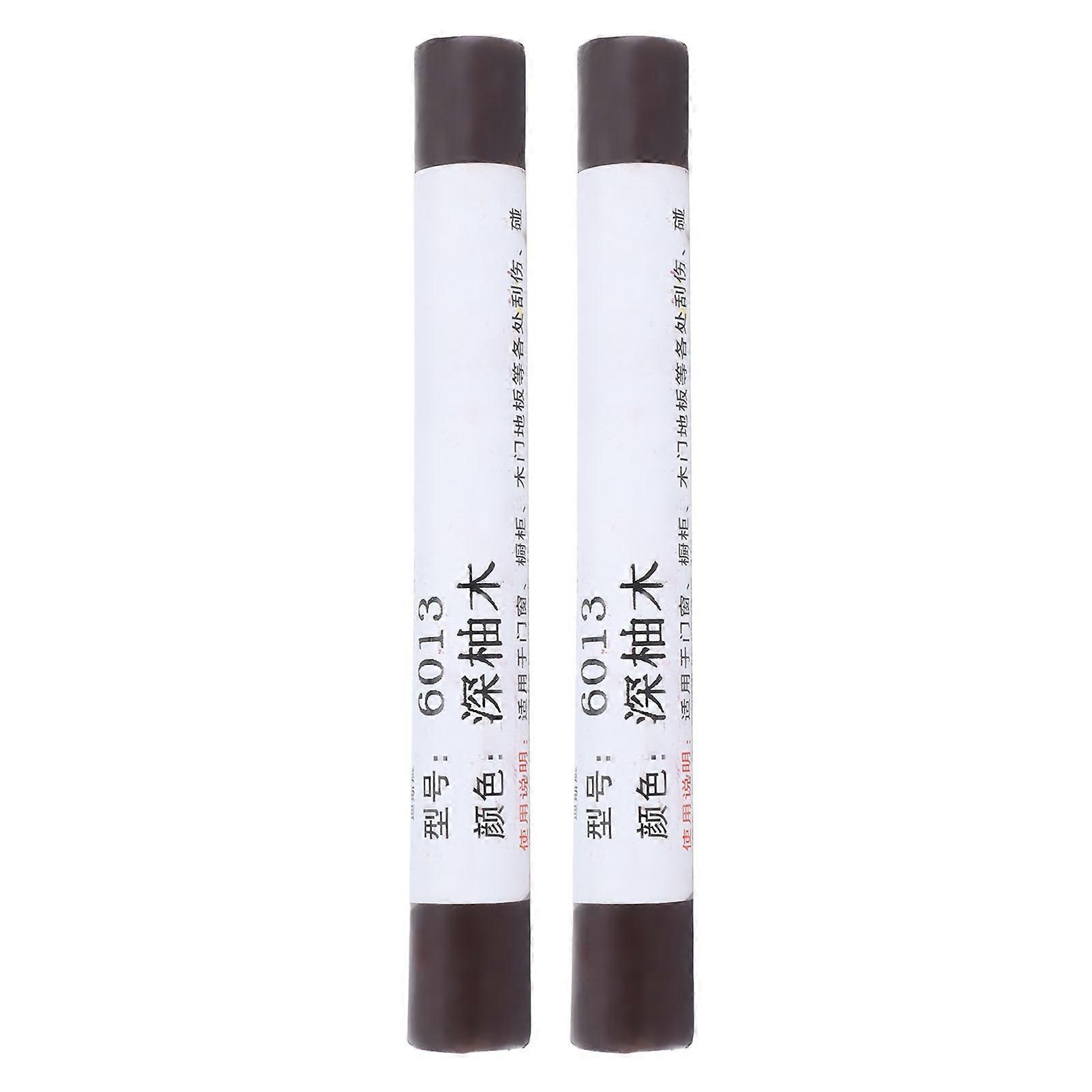 2pcs Furniture Paint Repair Wax Crayon Scratch Patch Paint Pen Wood Composite Repairing Material Dark Teak