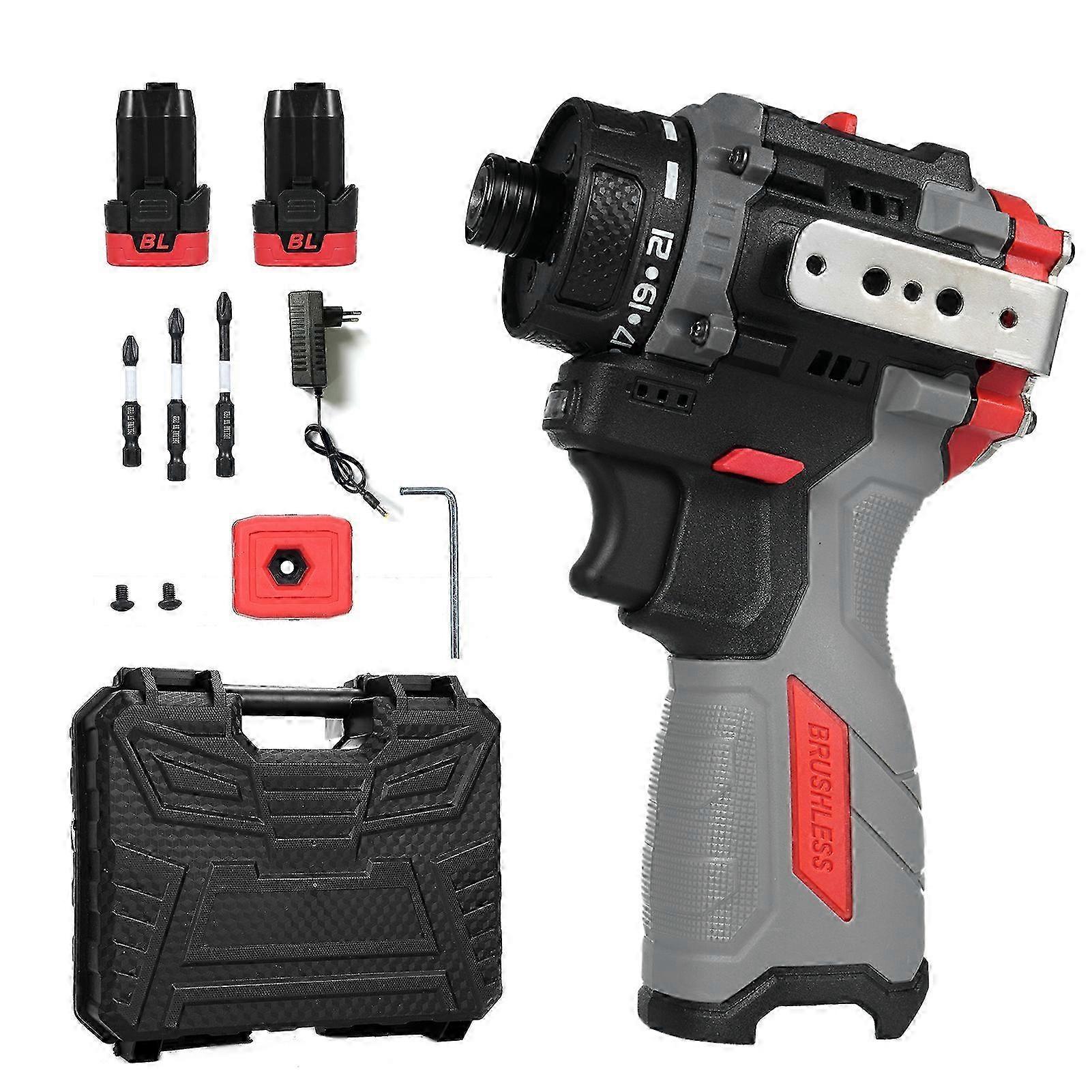 2025 16.8V Brushless Power Hammer 45Nm 1600RPM Lithium Screwdriver Tool Kit Electric Screw Driver with Torsion Adjustable 2 Speed Control for Wood PVC