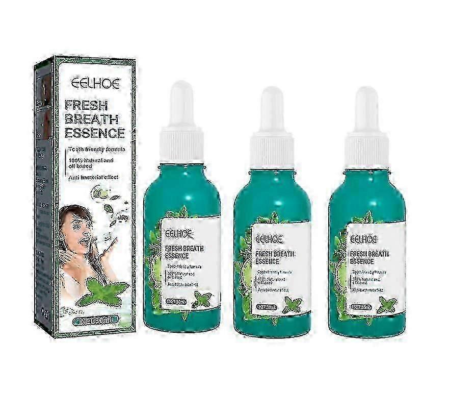 1-3Pcs Fresh Breath Essence Breath Freshener Bad Breath Eliminating Bad Mouth Smell Removing Drops, Portable Cool Peppermint Oral Care Mouth Freshener