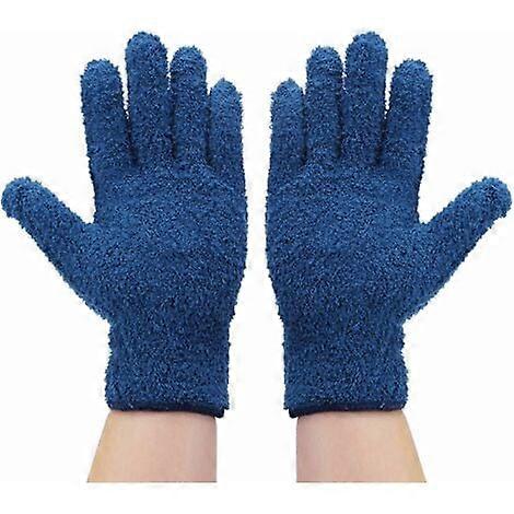 Pair Microfiber Dusting Gloves Flexible and Practical Dust Glove (Dark Blue)