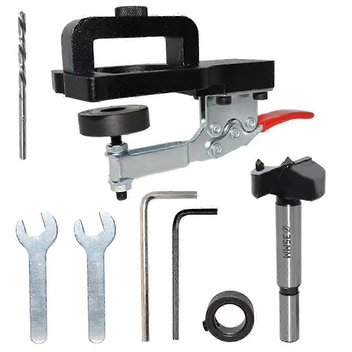 Cabinet Hinge Drilling Guide with 35mm Drill Bit - Dowel Jig for Concealed Door Installation