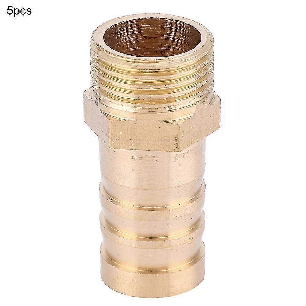 5Pcs BSP Male Thread Barb Brass Straight Pipe Fitting Connector Joint Components PC14-03 (3/8)