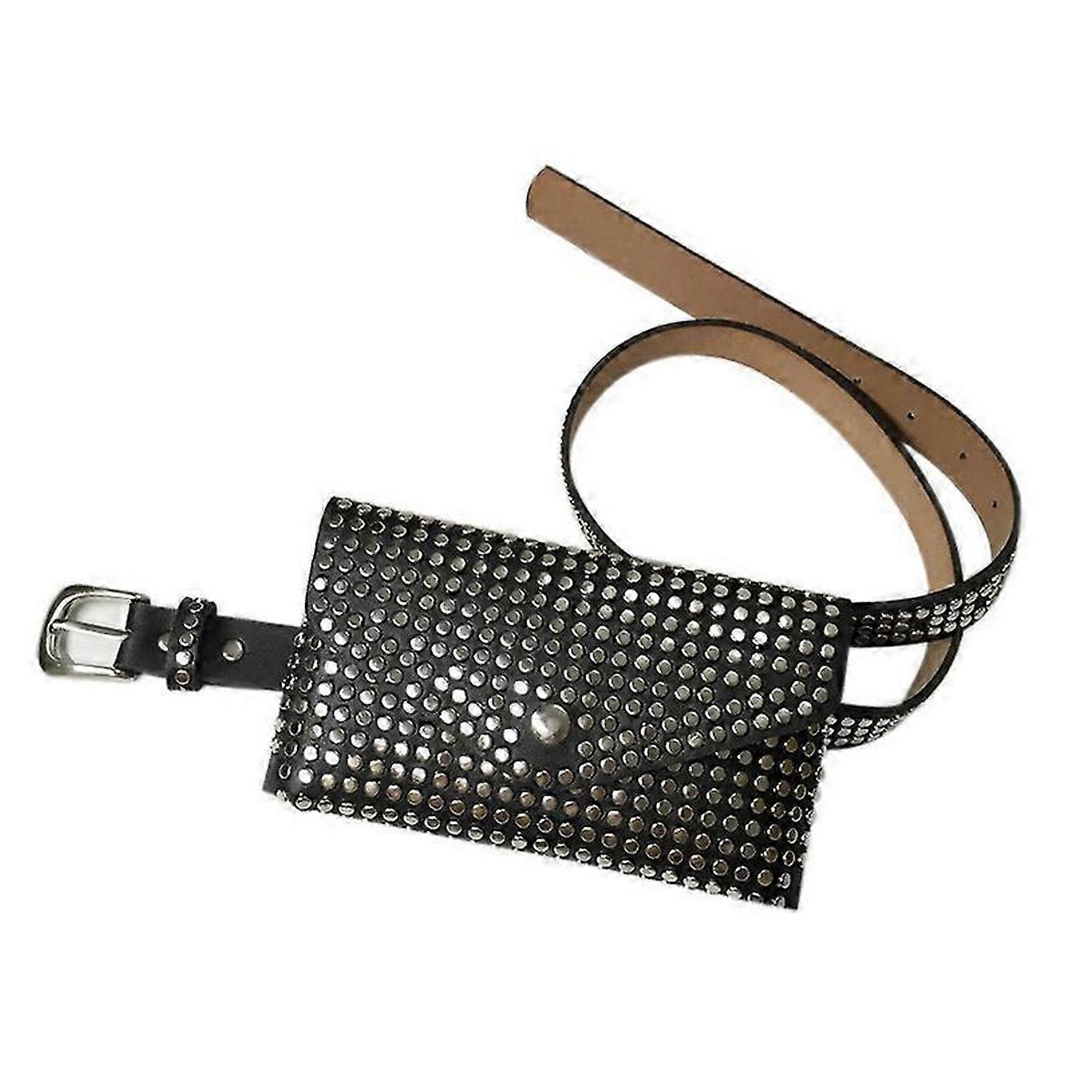 Marsupio con rivetti alla moda da donna (nero)