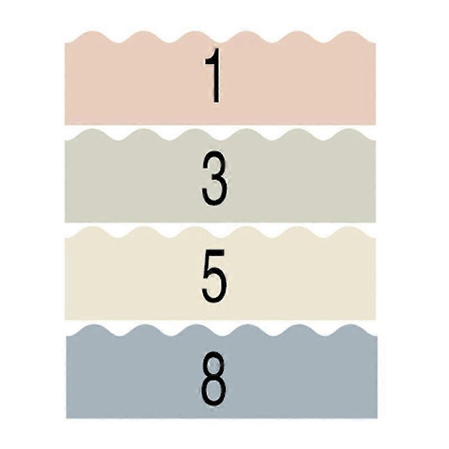 4 Roll Morandi Color Wavy Edge Sticker Bulletin Board Border Trim C