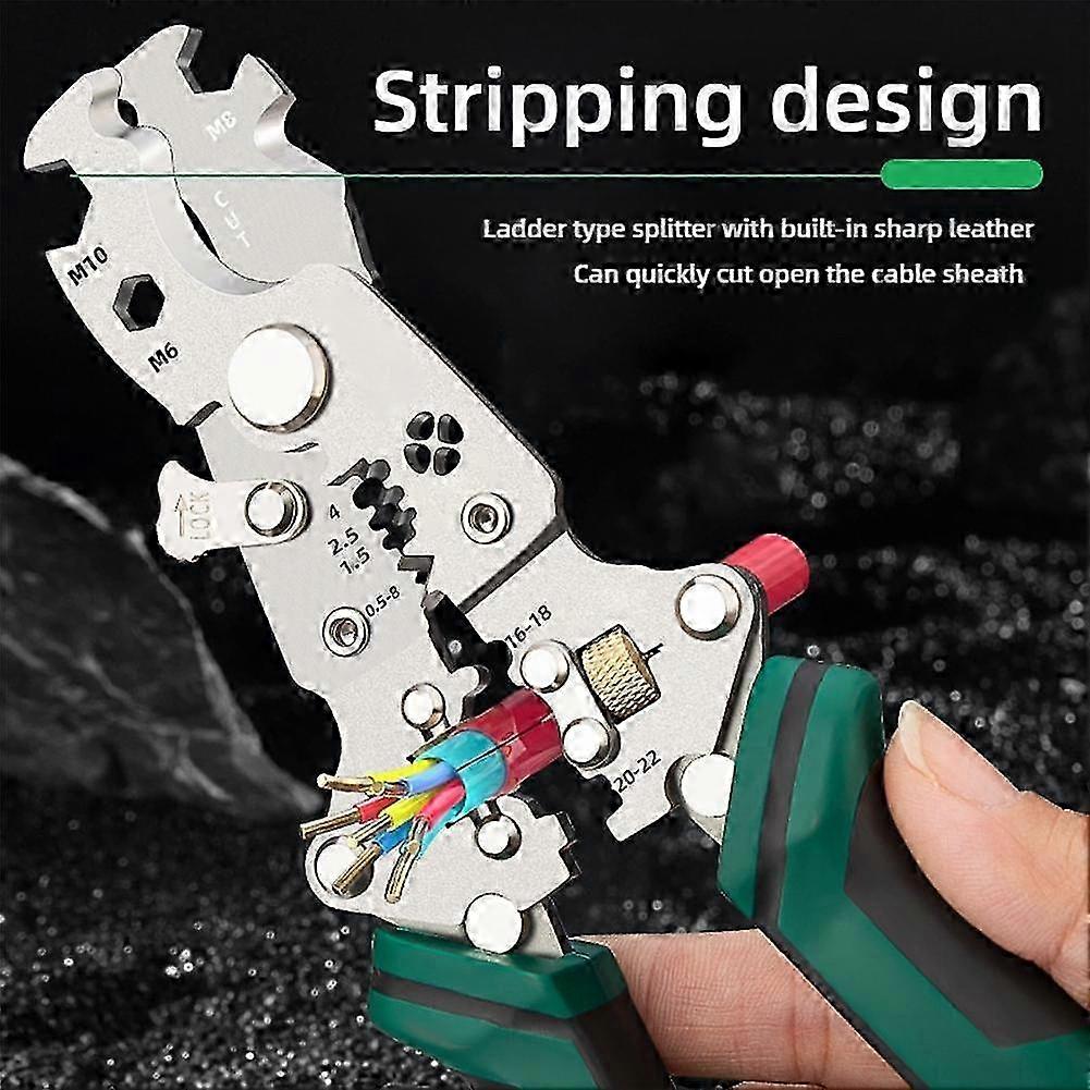 Large Opening 8-inch Multi-function Wire Stripping Crimping Pliers 2025