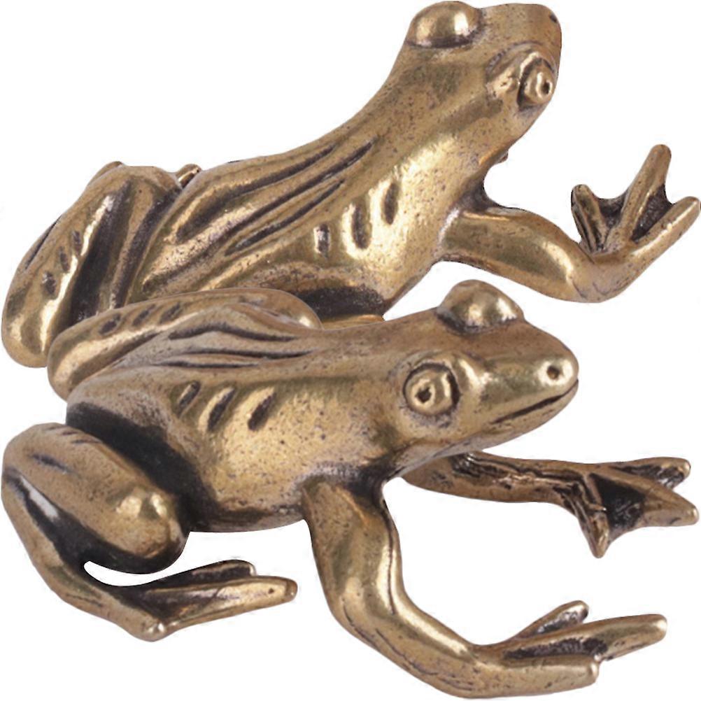 Brass Frog Tea Pet Frog Ornament Decoration for Table 8Pcs