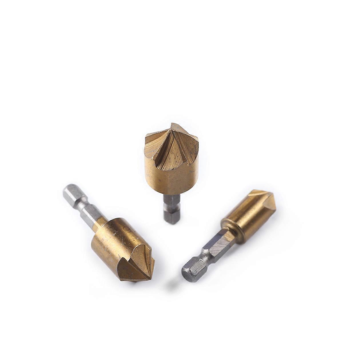 Countersink Drill Bit Set High-Speed Steel Cutting Tools for Plastic Metalworking Golden Durable 6Pcs