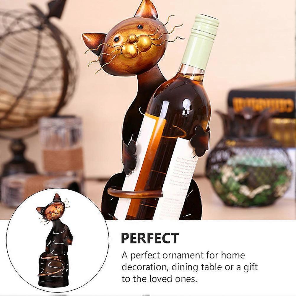 Coffee Color Cat Wine Rack Iron for Storing 1Pcs Wine Holder