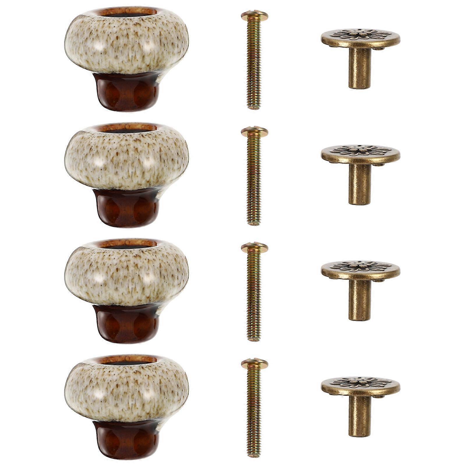 Retro Wardrobe Handle White Ceramic Drawer Pull Handles for 4Pcs Cabinet Use