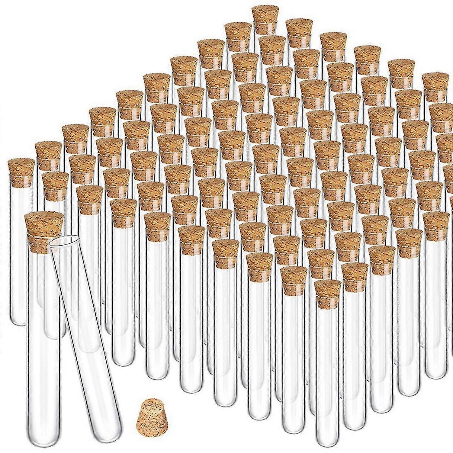 100PCS Glass Test Tubes with Cork Clear Stoppers Round Bottom Lab Test Alcohol Tampons Tubes Contain