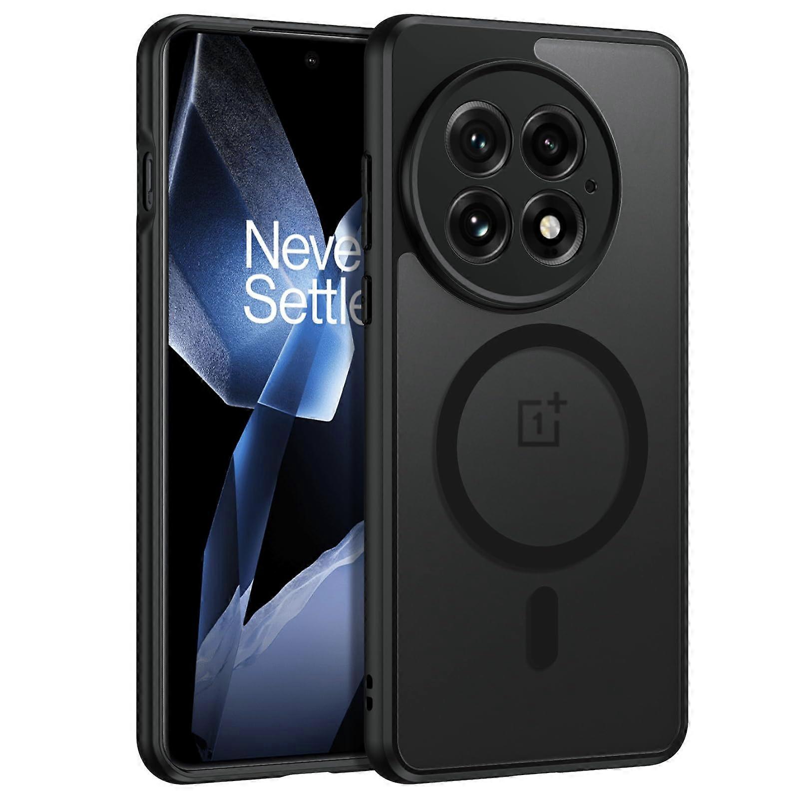 Case for OnePlus 13/1 13, Translucent Matte TPU And PC, MagSafe Compatible, AntiFingerprint, Full Protection, Black