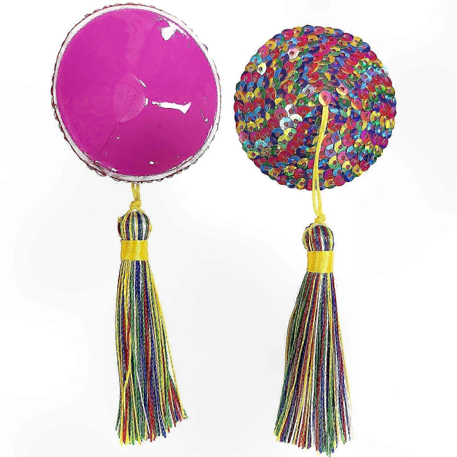 Reusable Sequin Tassel Pasties for Women - Colorful Breast Covers, Festive Costume Accessory