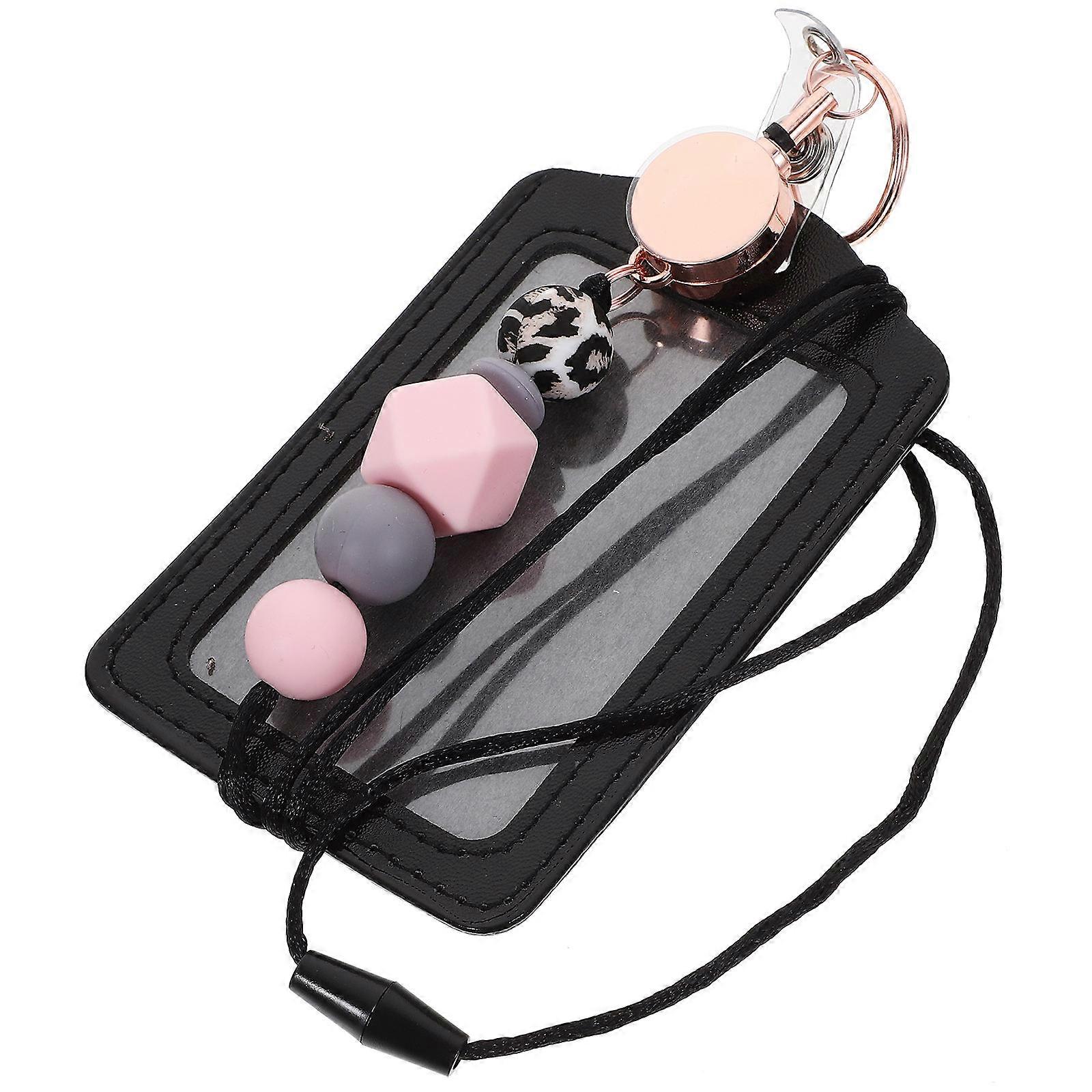 Badge Holder Id Card Holder for Protection Use 3Sets with Lanyard Pink