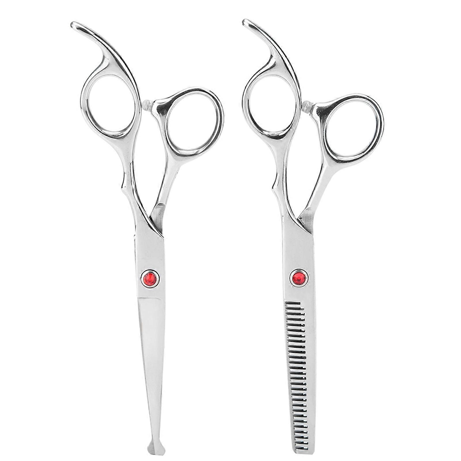 Ensemble de ciseaux professionnels pour coupe de cheveux et effilage, pour barbier familial, avec vis rouge