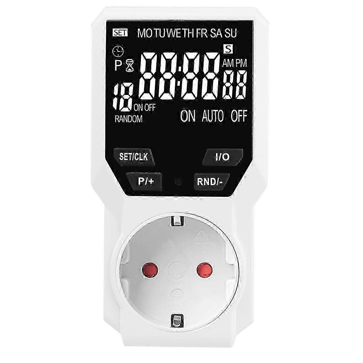 Digitale timerschakelaar, programmeerbaar, elektronisch tijdschakelstopcontact, apparaattijdregeling, afteltimer, EU-stekker