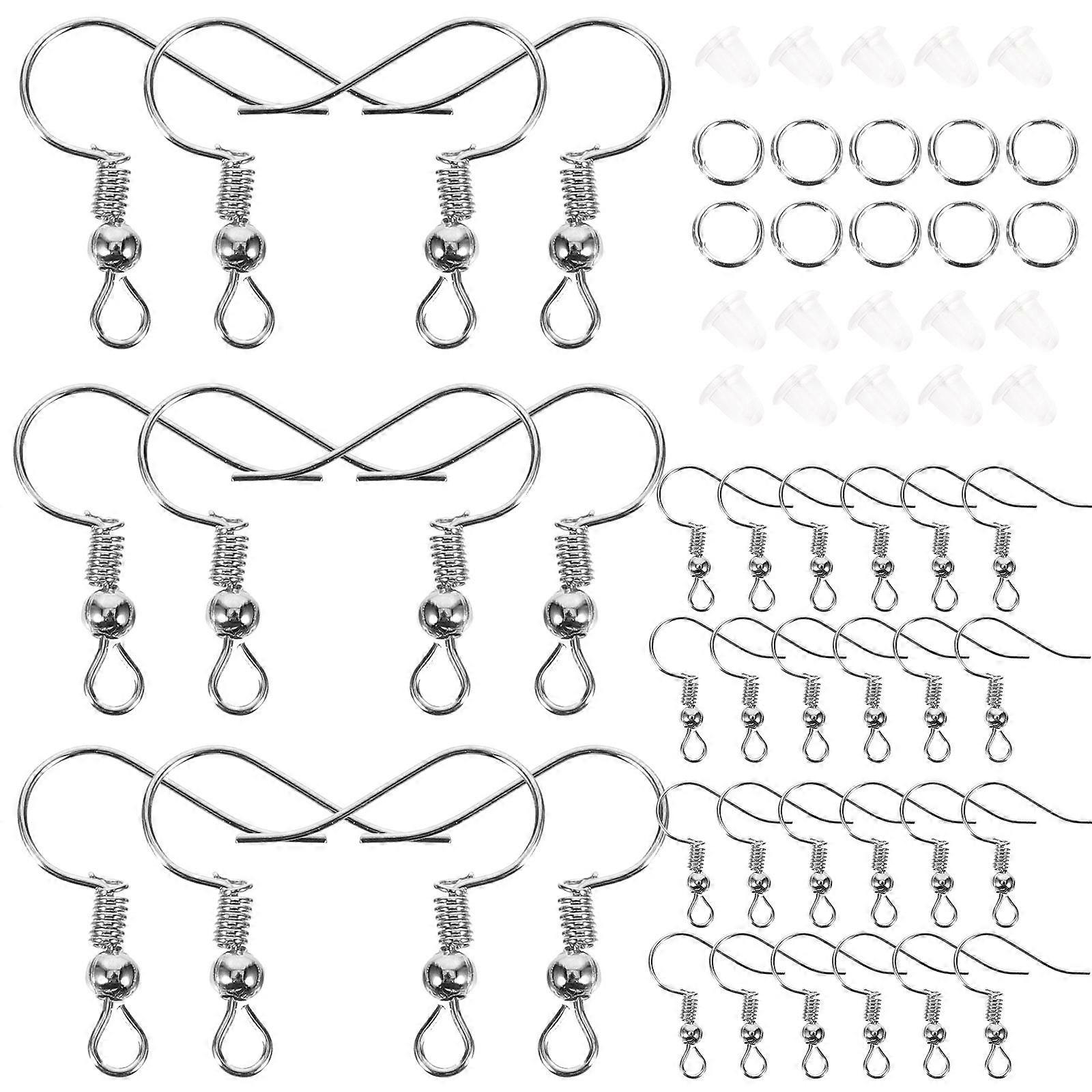 DIY Earring Making Hooks 12 Sets Replacement Earring Backs Jewelry Craft Accessories 1.9x1.8cm Silver