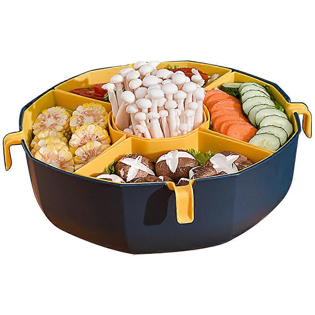 Hot Pot Tier Tray Rotating Vegetable Draining Basket Household Users 33.5x33.5cm Wash Fruits and Vegetables Safe Material 1Set