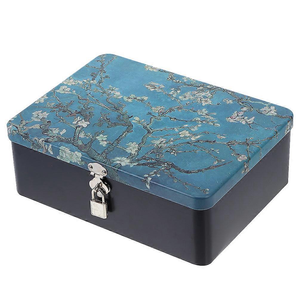 Tinplate Box With Lock Multi-Purpose Jewelry Organizer Rectangular Shape For Anniversary Party Storage .00X15.40X7.80CM 1Pack