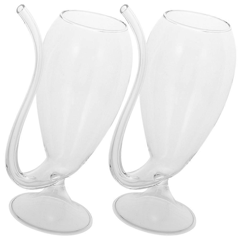 Unique Design Creative Transparent Glassware Drinking Cup With Built-In Straw For Cocktail Party 4 Pcs