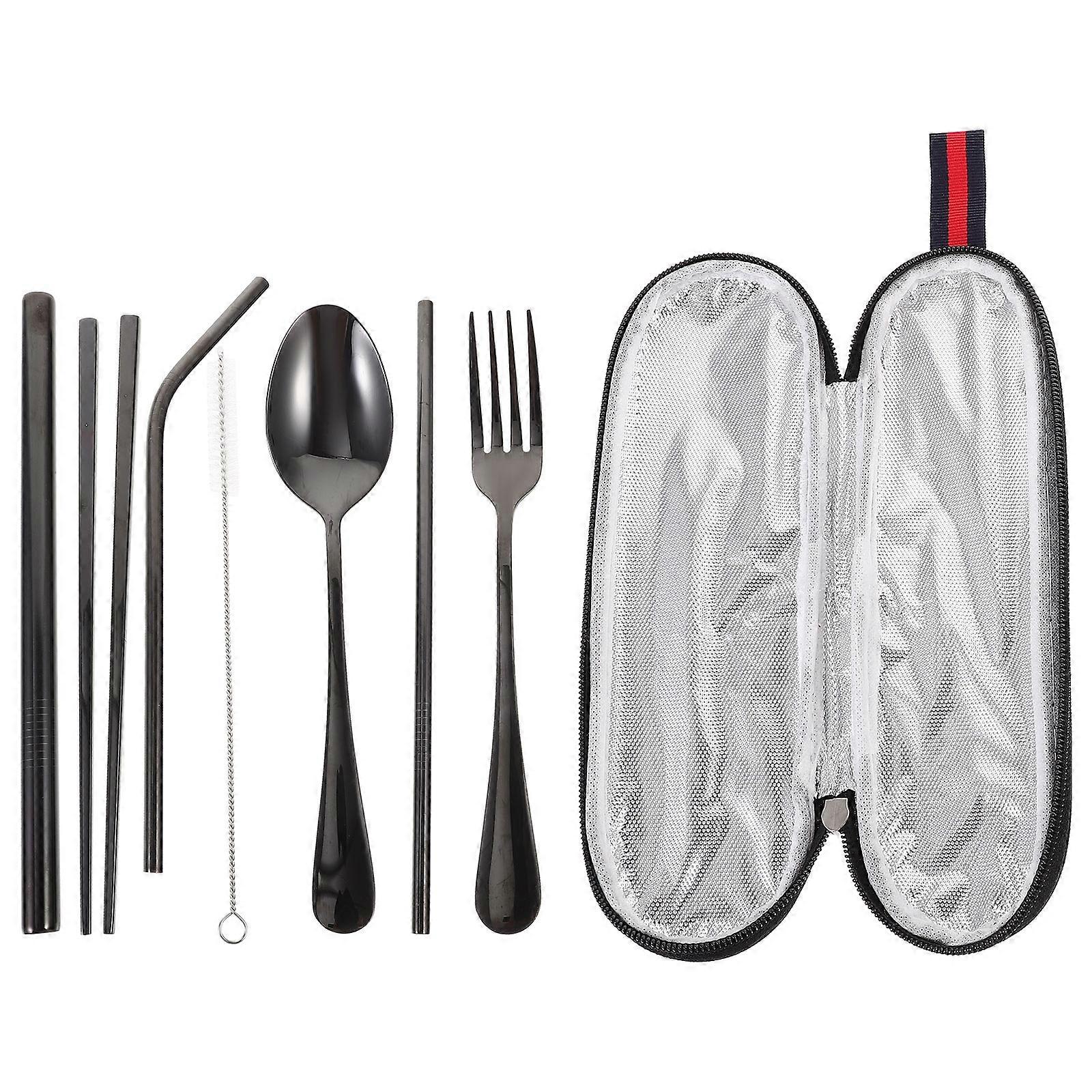 Portable Travel Cookware Set 3 Sets Fork Spoon And Chopsticks For Outdoor Activities Safe For Mouth Cavity