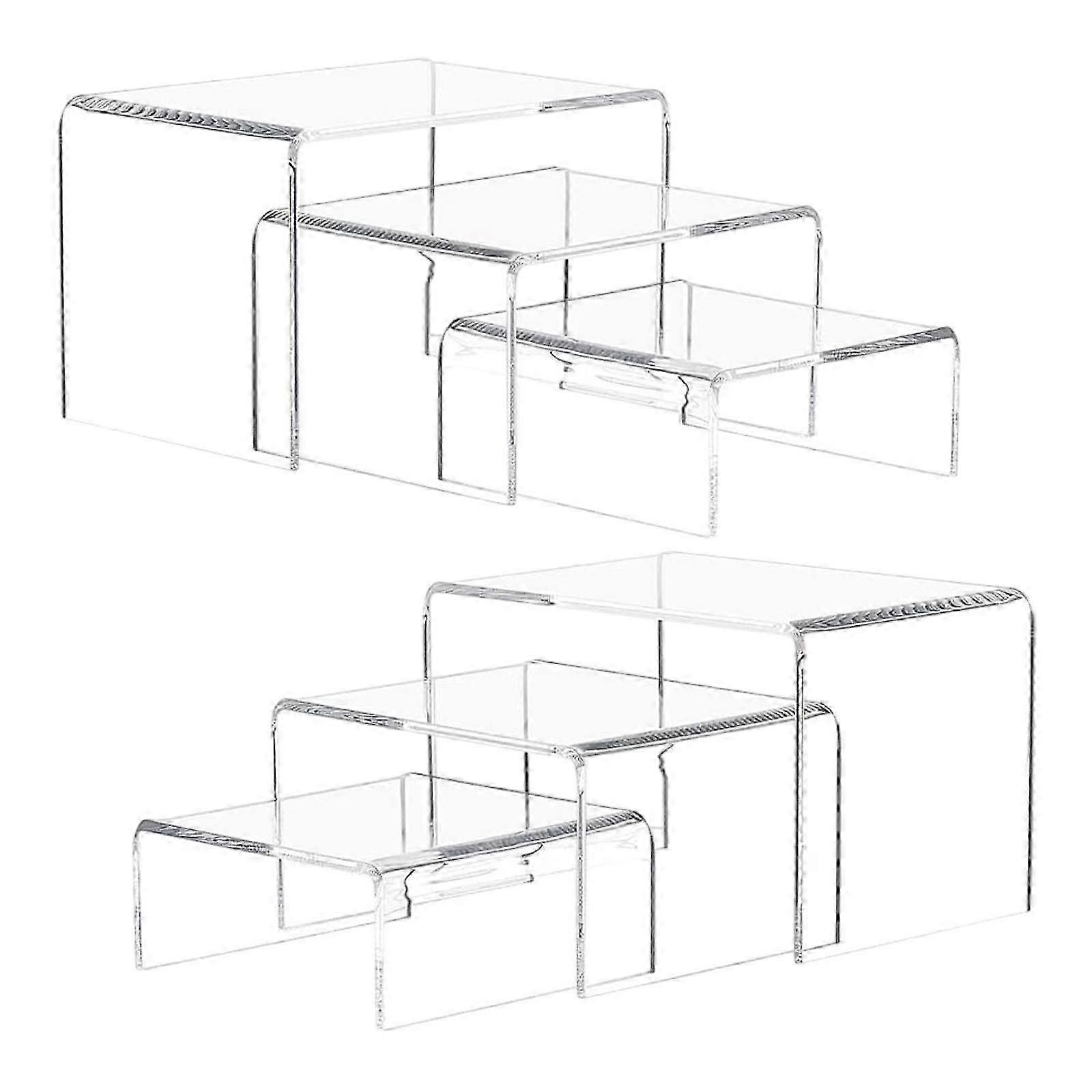 6x Acrylic Display Riser Collectibles Display Shelf for Retail/shop Cosmetic